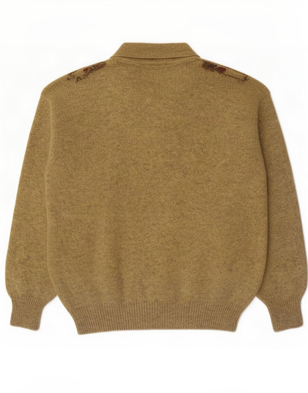 Hemmond Mens Polo Neck Jumper Sweater Medium Yellow Argyle/Diamond