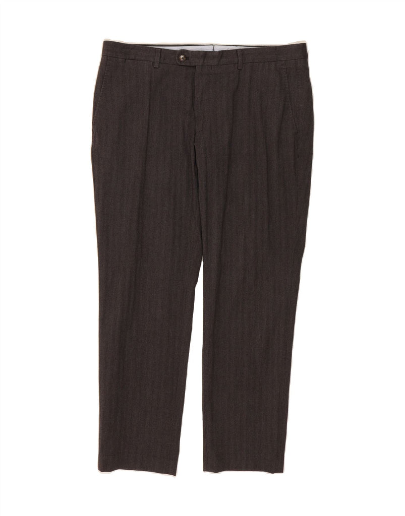 MASSIMO DUTTI Mens Slim Suit Trousers EU 46 XL W36 L30 Brown Polyester Vintage Massimo Dutti and Second-Hand Massimo Dutti from Messina Hembry 