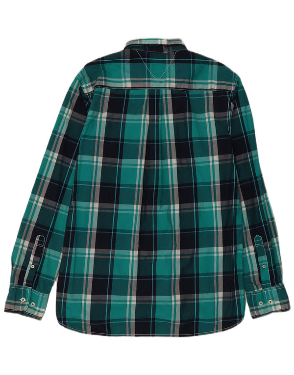 Tommy Hilfiger Mens Custom Fit Shirt Medium Blue Check Cotton