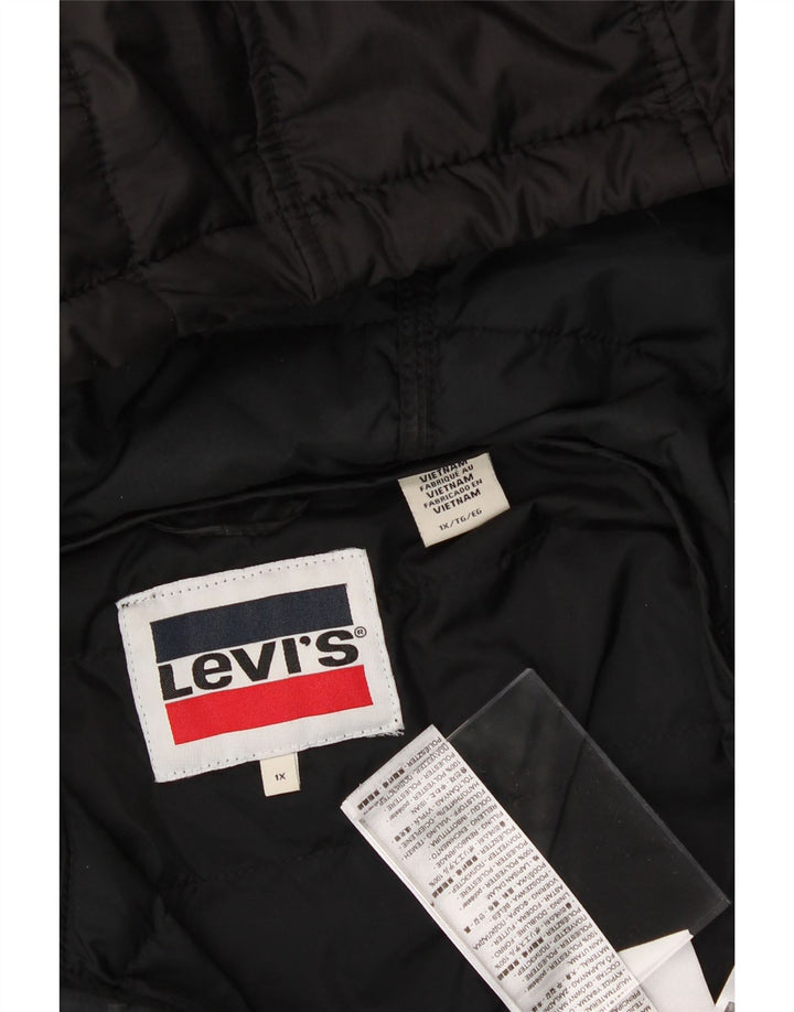 LEVI'S Womens Hooded Padded Jacket UK 18 XL Black Polyester Vintage Levi's and Second-Hand Levi's from Messina Hembry 
