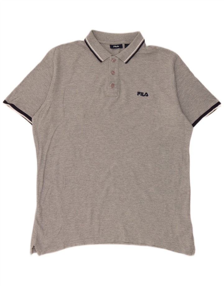 Fila Mens Polo Shirt Large Grey Cotton