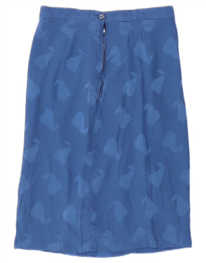 Vintage Womens Abstract Pattern Straight Skirt W26 Small Blue