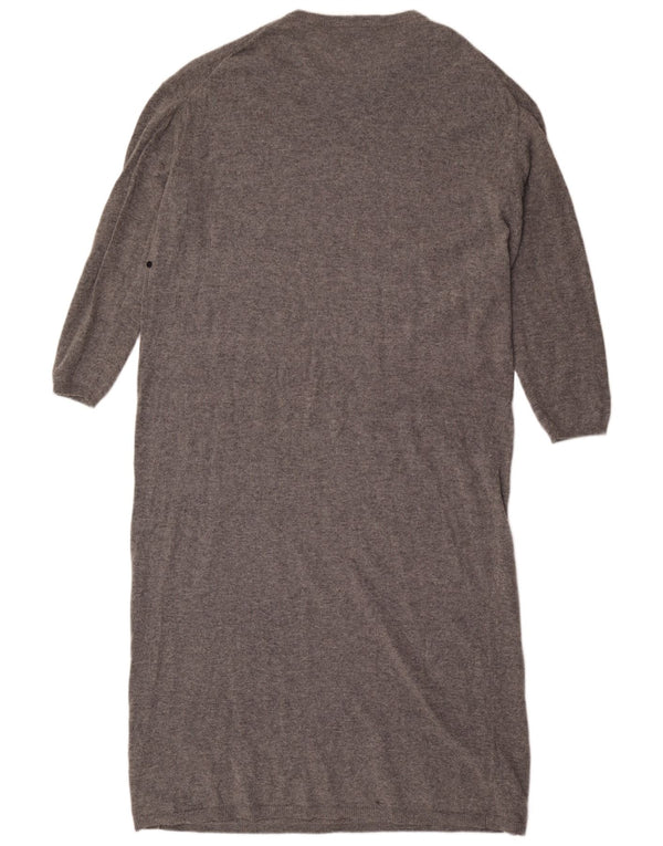 Zara Womens Maxi Long Sleeve Jumper Dress UK 14 Medium Grey Wool
