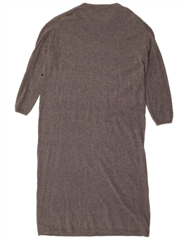 Zara Womens Maxi Long Sleeve Jumper Dress UK 14 Medium Grey Wool
