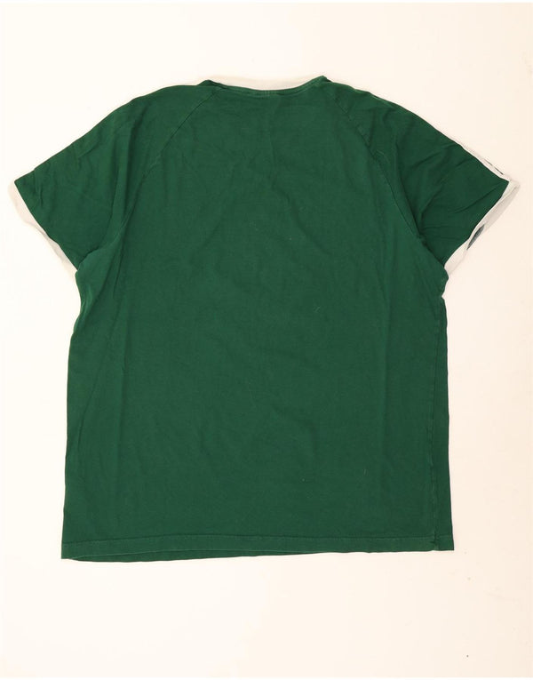 Adidas Mens T-Shirt Top 3XL Green Colourblock Cotton
