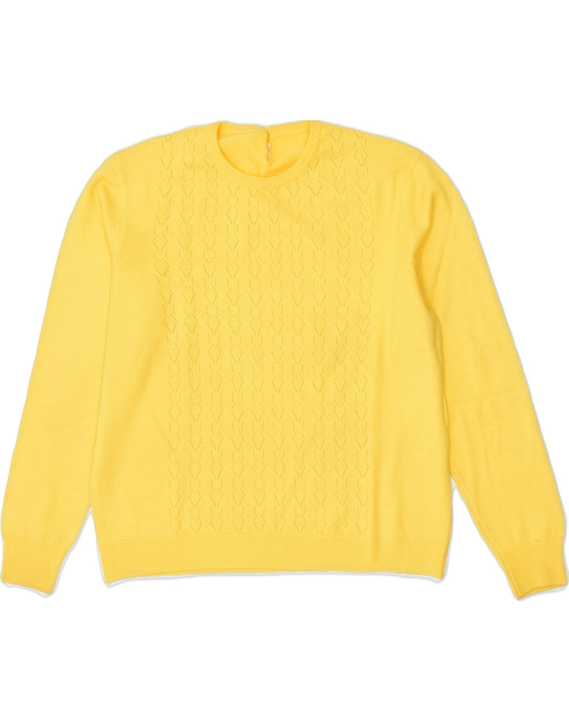 VINTAGE Womens Crew Neck Jumper Sweater UK 16 Large Yellow Cotton | Vintage Vintage | Thrift | Second-Hand Vintage | Used Clothing | Messina Hembry 