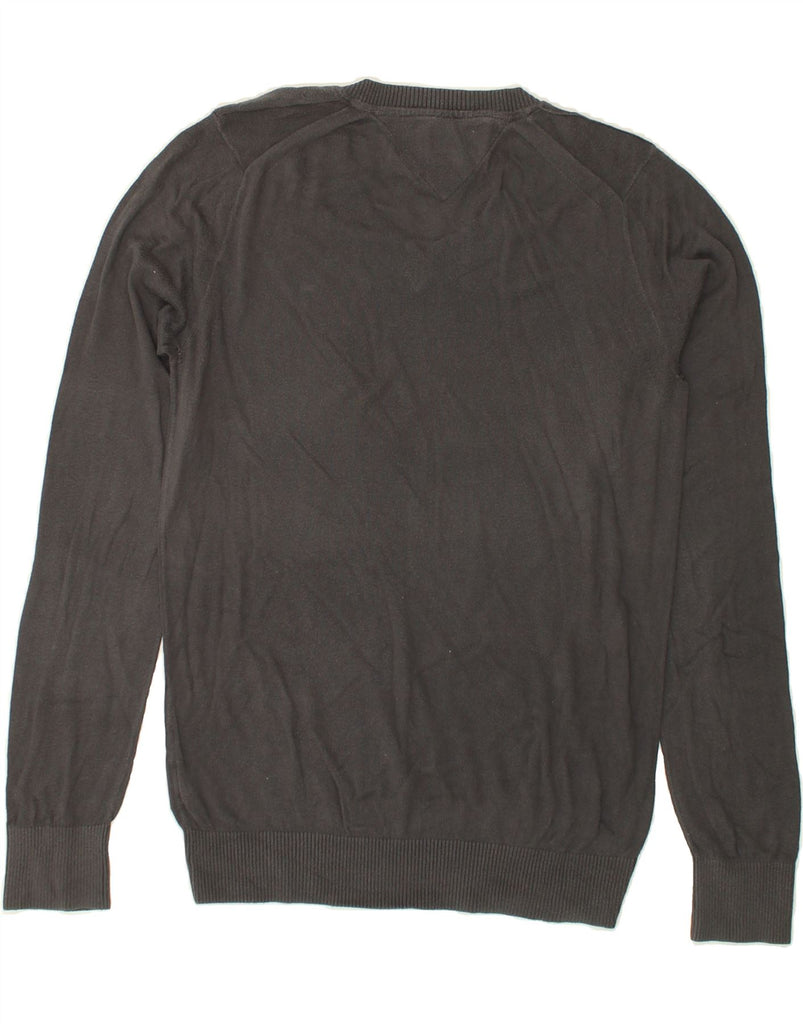 TOMMY HILFIGER Womens V-Neck Jumper Sweater UK 14 Large Grey Cotton | Vintage Tommy Hilfiger | Thrift | Second-Hand Tommy Hilfiger | Used Clothing | Messina Hembry 