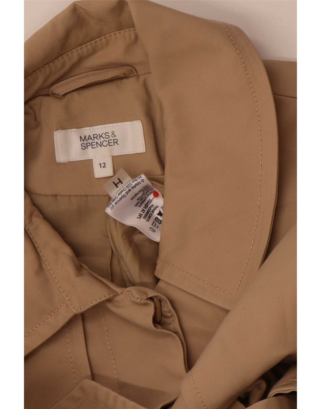 Marks & Spencer Womens Trench Coat UK 12 Medium Beige Cotton