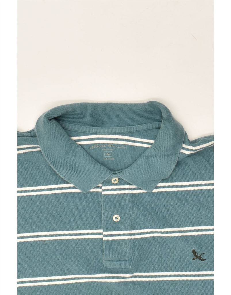 EDDIE BAUER Mens Polo Shirt 2XL Blue Striped Cotton | Vintage Eddie Bauer | Thrift | Second-Hand Eddie Bauer | Used Clothing | Messina Hembry 