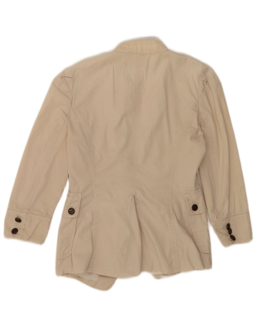 Zara Womens 3/4 Sleeve Blazer Jacket UK 10 Small Beige Cotton