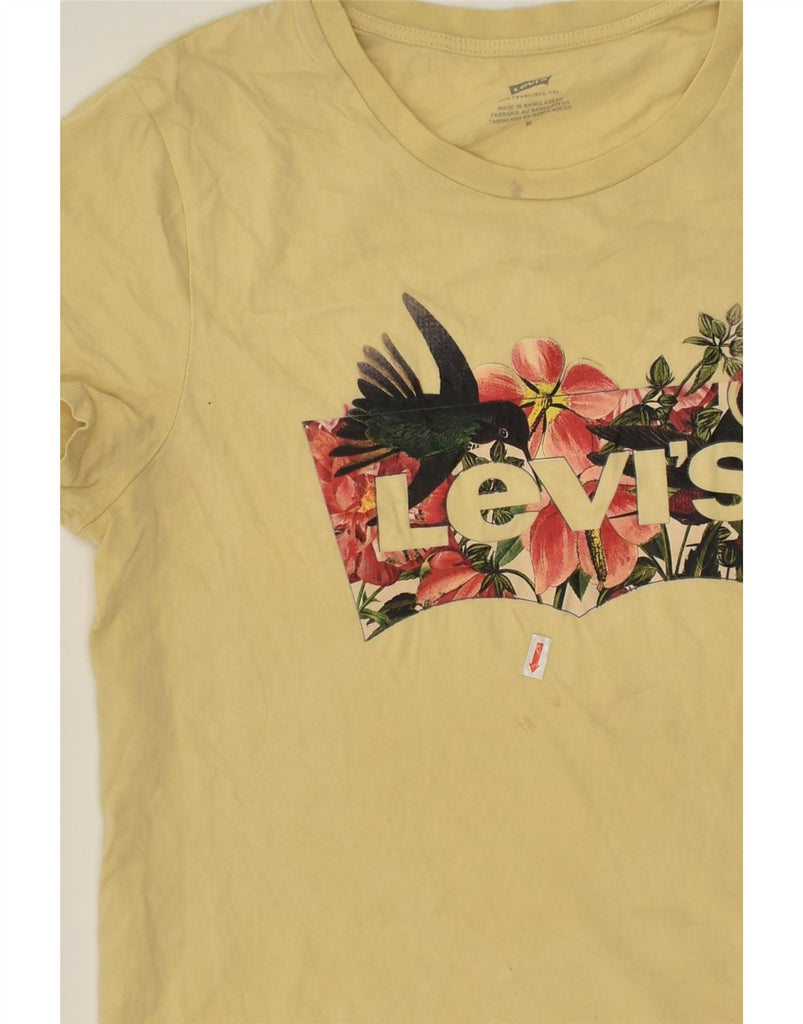 LEVI'S Womens Graphic T-Shirt Top UK 14 Medium Yellow Cotton | Vintage Levi's | Thrift | Second-Hand Levi's | Used Clothing | Messina Hembry 