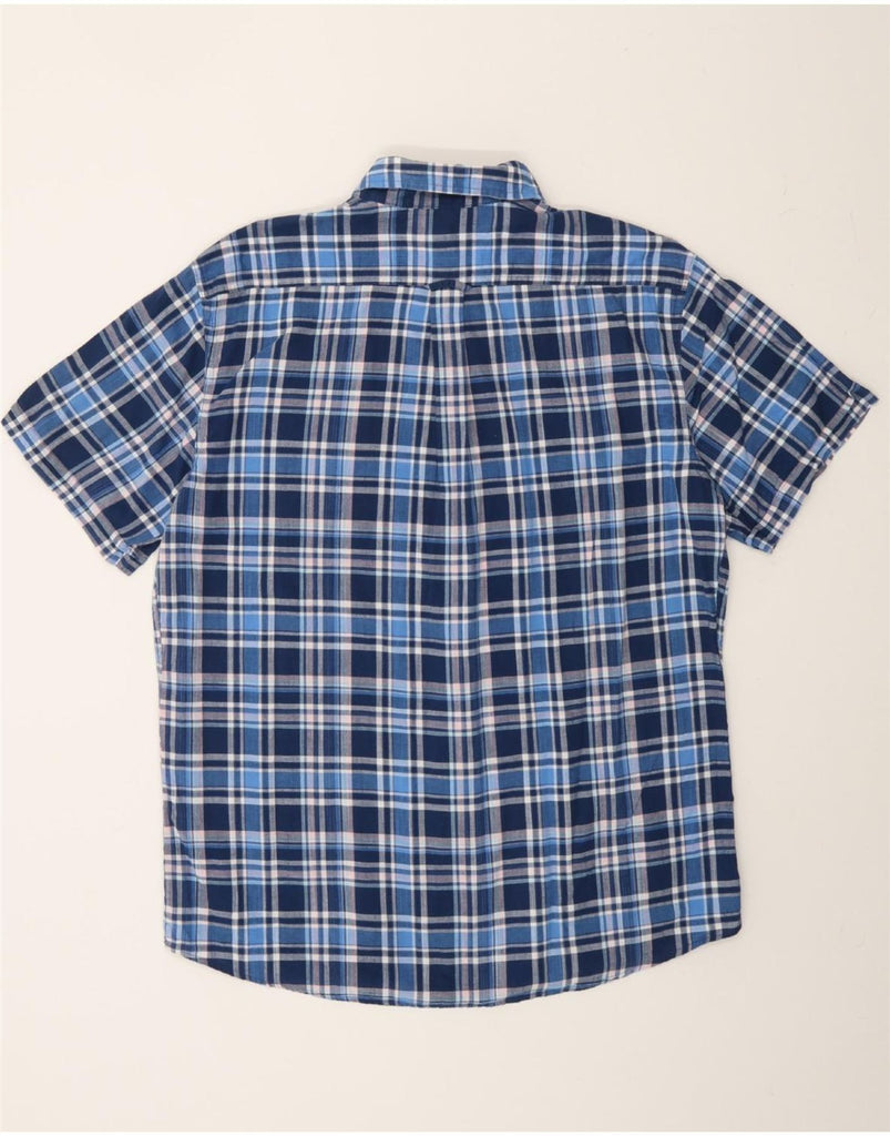 IZOD Mens Salt Water Short Sleeve Shirt Large Blue Check Cotton Vintage Izod and Second-Hand Izod from Messina Hembry 