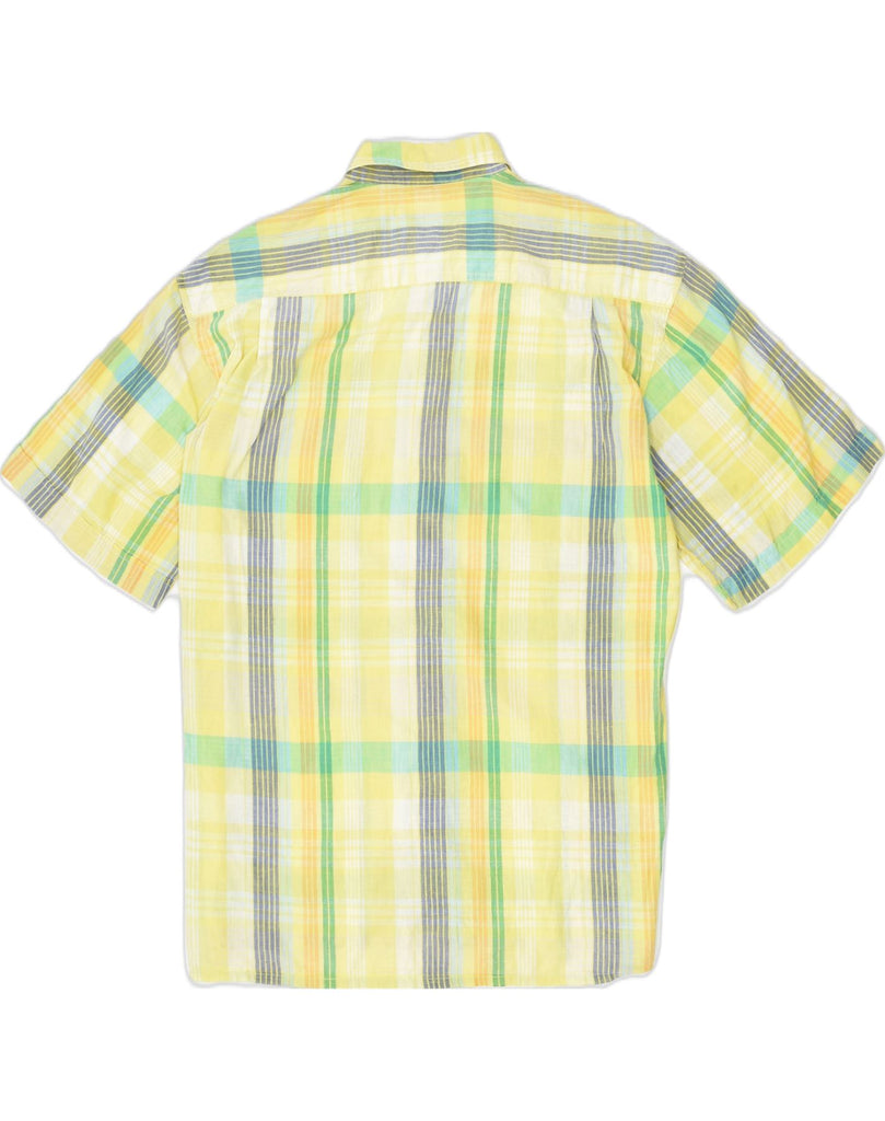 VINTAGE Mens Short Sleeve Shirt Large Yellow Check Cotton | Vintage | Thrift | Second-Hand | Used Clothing | Messina Hembry 