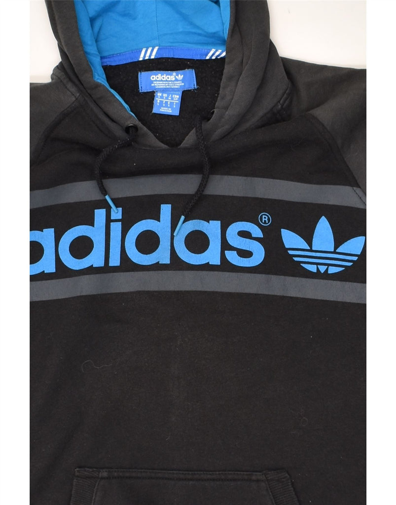 ADIDAS Mens Graphic Hoodie Jumper Small Black Colourblock Cotton | Vintage Adidas | Thrift | Second-Hand Adidas | Used Clothing | Messina Hembry 