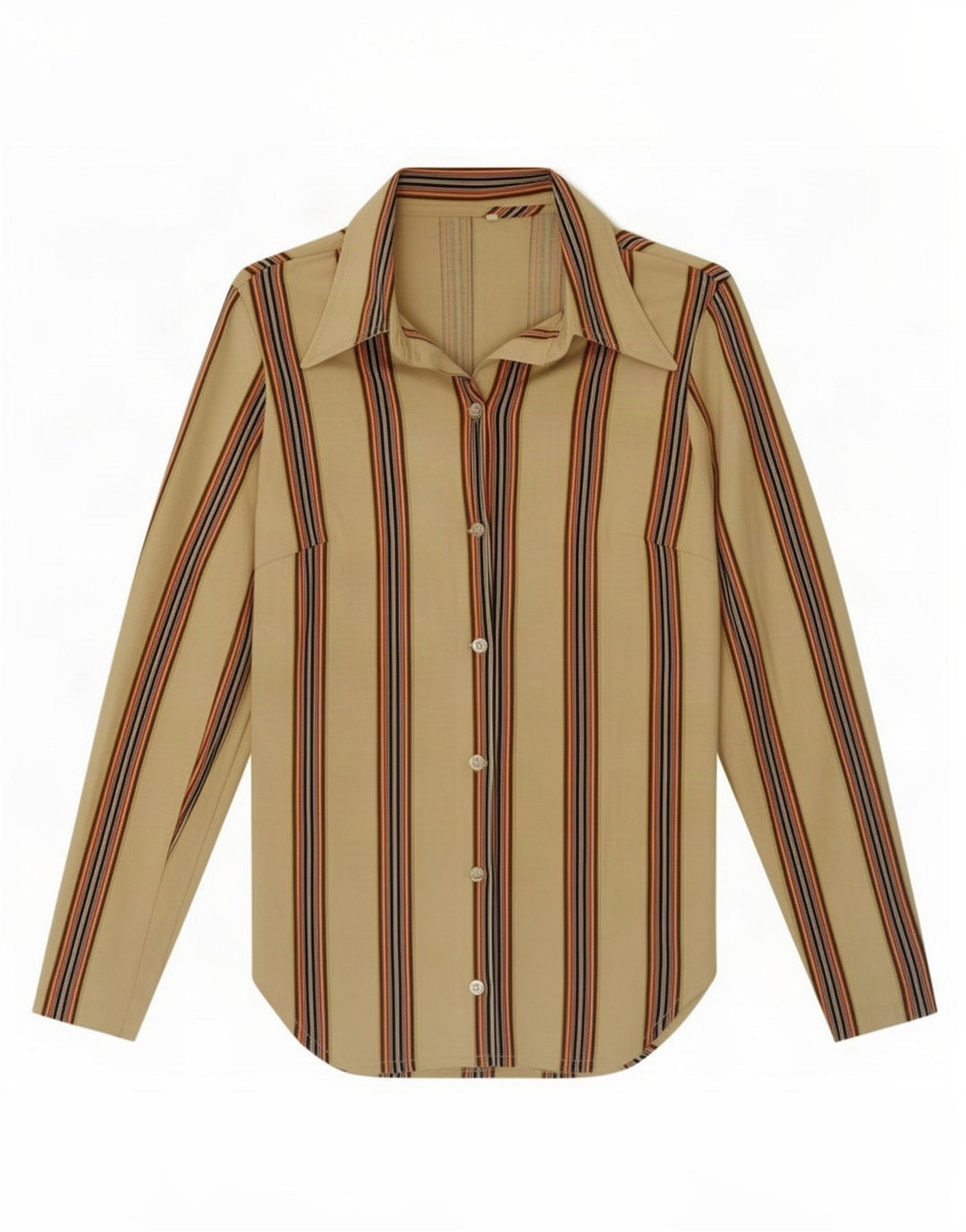 Vintage Womens Shirt IT 44 Medium Beige Striped Cotton