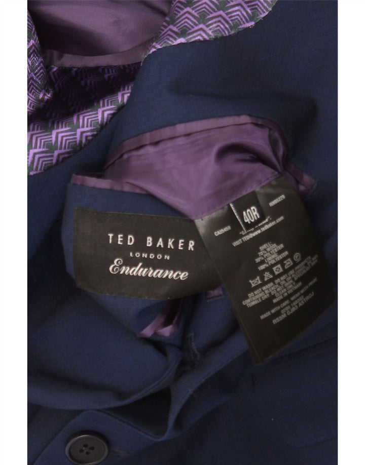 Ted Baker Mens 2 Button Blazer Jacket UK 40 Large Navy Blue Wool
