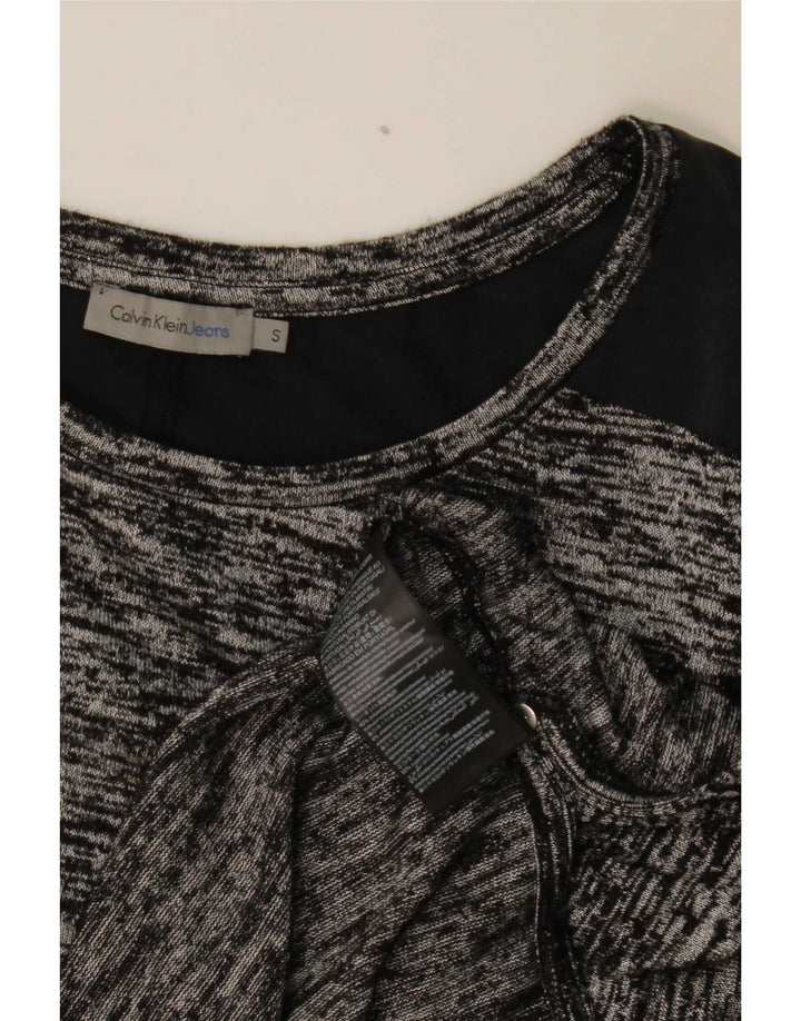 Calvin Klein Jeans Womens Top Long Sleeve UK 10 Small Grey Flecked