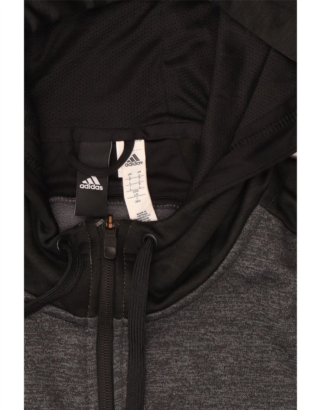 Adidas Mens Zip Hoodie Sweater Large Grey Colourblock Polyester