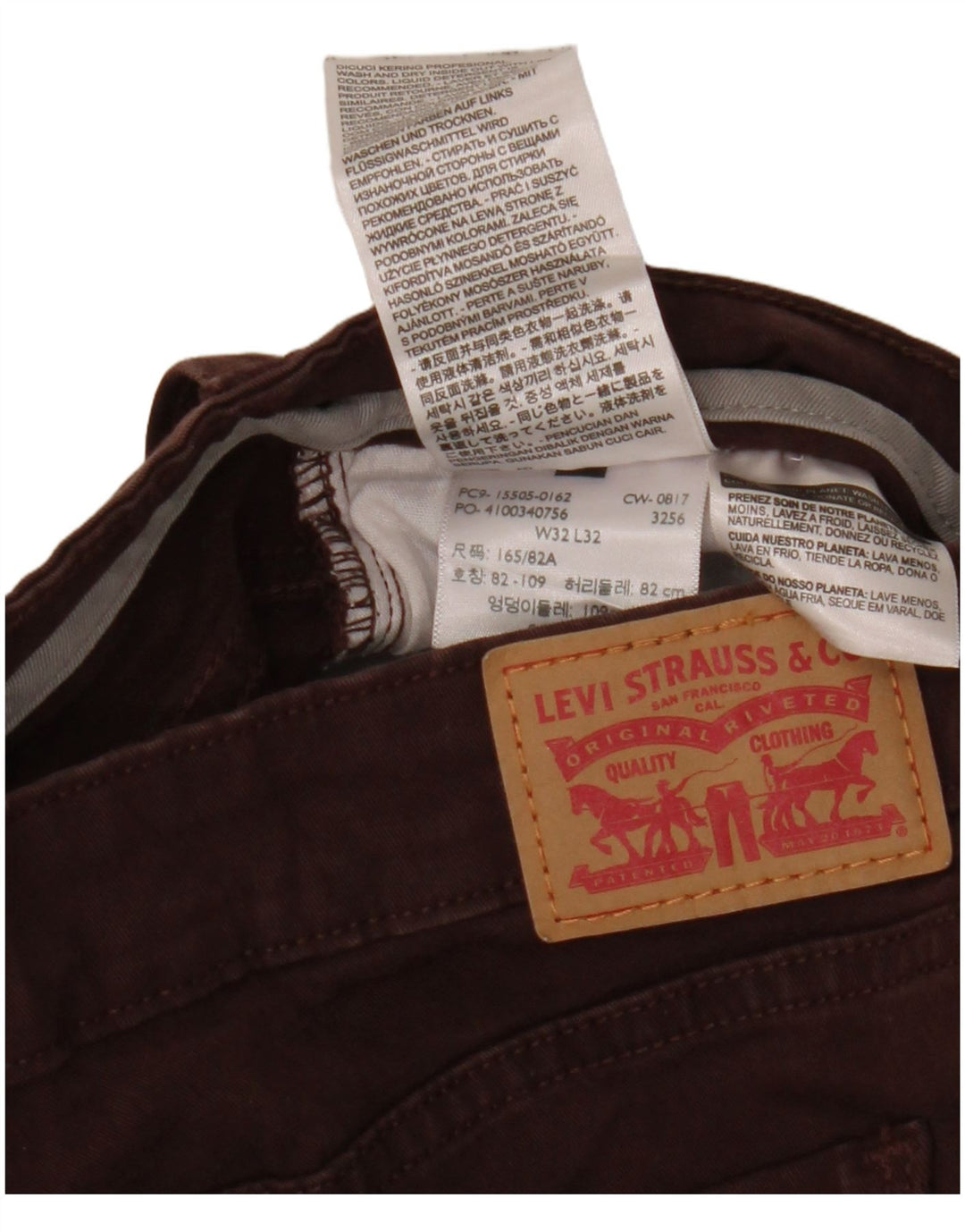 LEVI'S Womens 505 Straight Jeans W32 L32 Maroon Cotton