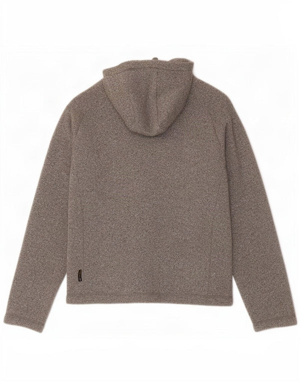 Jack Wolfskin Womens Zip Hoodie Sweater UK 18/20 XL Grey Flecked Polyester