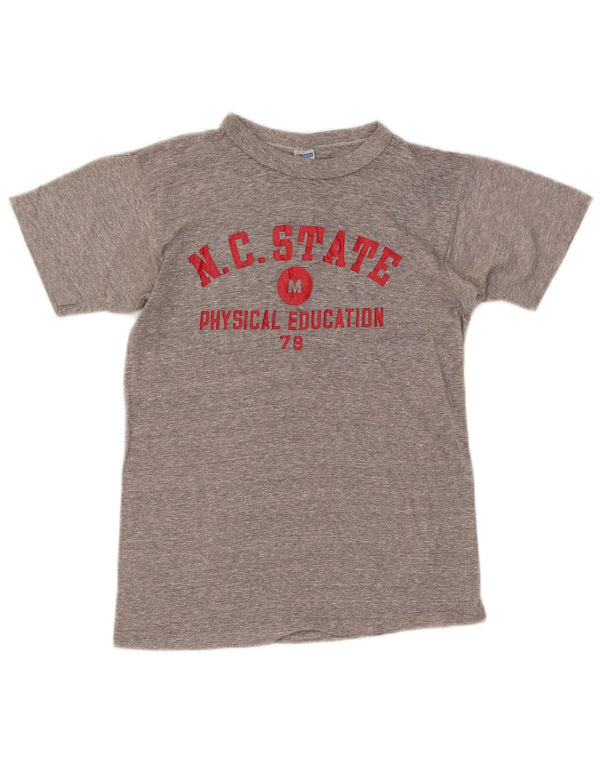 CHAMPION Womens Graphic T-Shirt Top UK 12 Medium Grey Polyester