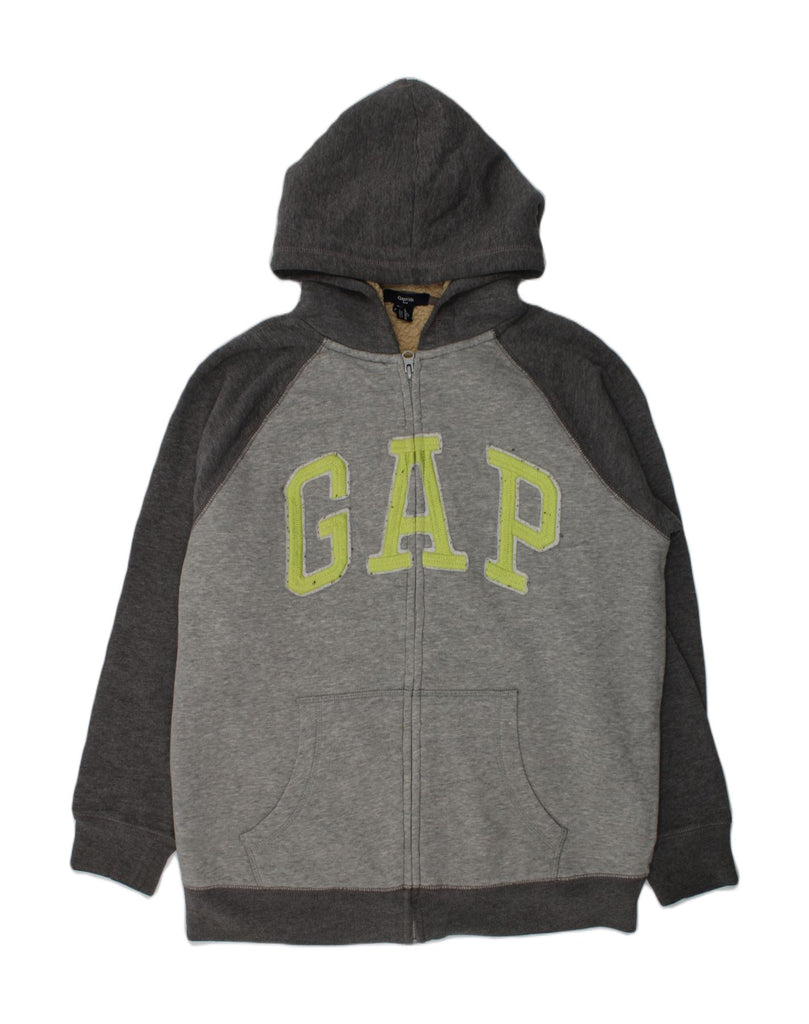 GAP Boys Graphic Zip Hoodie Sweater 12-13 Years Grey Colourblock Cotton | Vintage Gap | Thrift | Second-Hand Gap | Used Clothing | Messina Hembry 