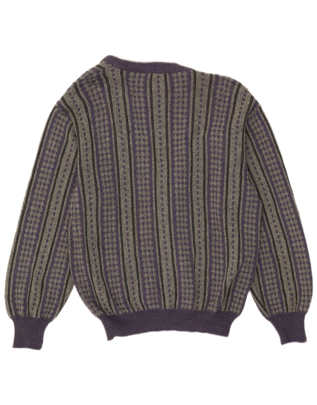 Vintage Mens Cardigan Sweater IT 50 Medium Purple Striped Wool