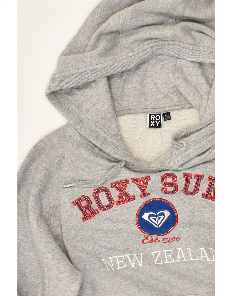 ROXY Womens New Zealand Graphic Hoodie Jumper US 10 Large Grey | Vintage Roxy | Thrift | Second-Hand Roxy | Used Clothing | Messina Hembry 