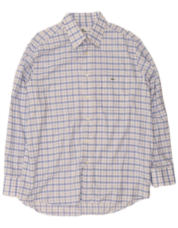 Lacoste Mens Shirt Size 44 XL Blue Check Cotton