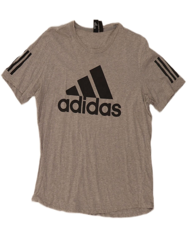 Adidas Mens Graphic T-Shirt Top Medium Grey Cotton