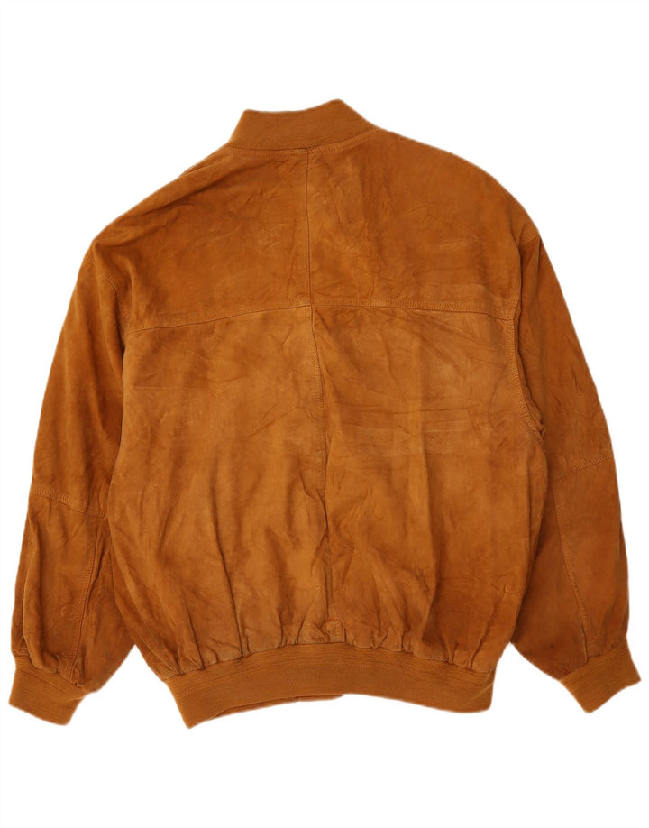 Vintage Mens Suede Bomber Jacket UK 42 XL Brown Leather