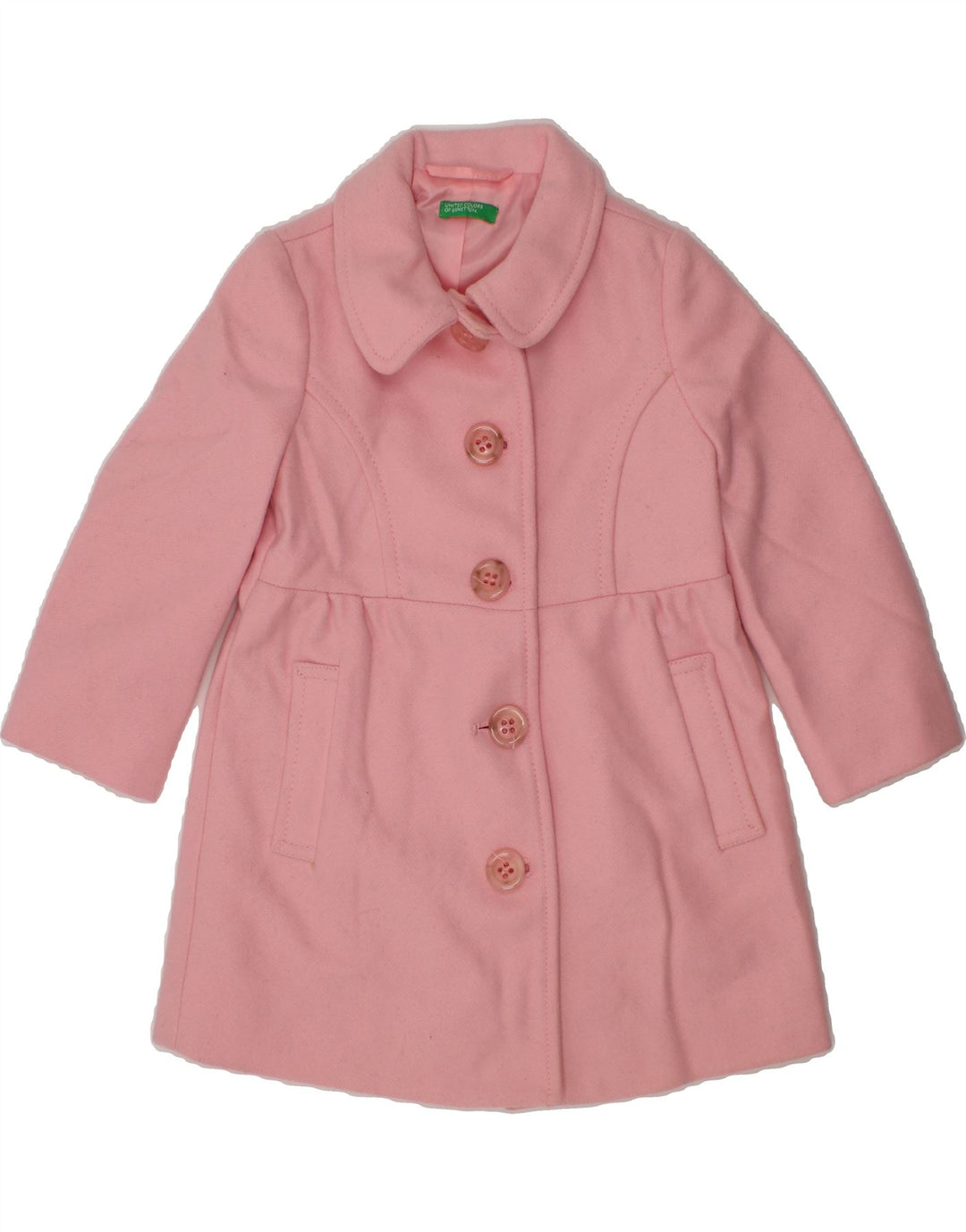 BENETTON Baby Girls Overcoat 12-18 Months Pink Wool Vintage Benetton and Second-Hand Benetton from Messina Hembry 
