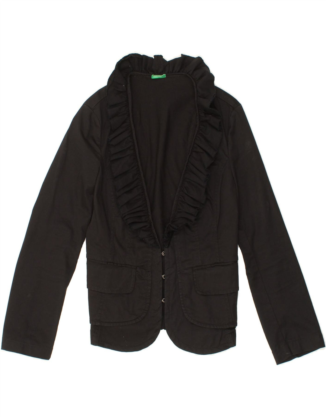 BENETTON Womens Blazer Jacket IT 42 Medium Black Cotton Vintage Benetton and Second-Hand Benetton from Messina Hembry 