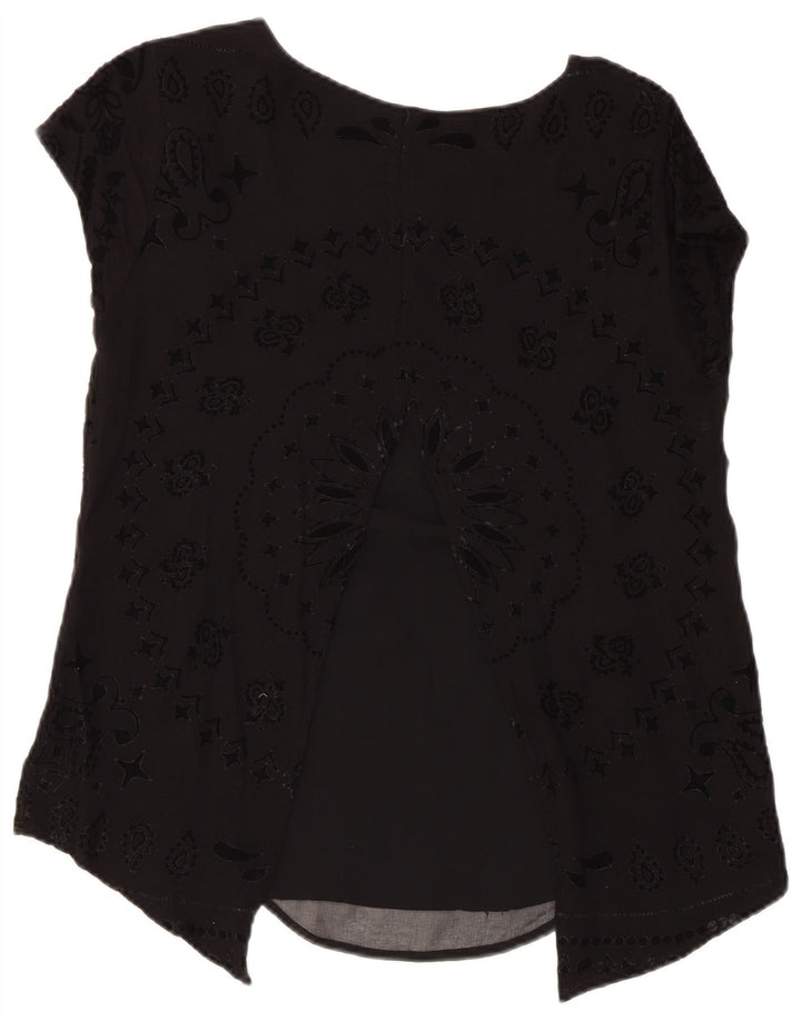 Desigual Womens Blouse Top UK 12 Medium Black Paisley