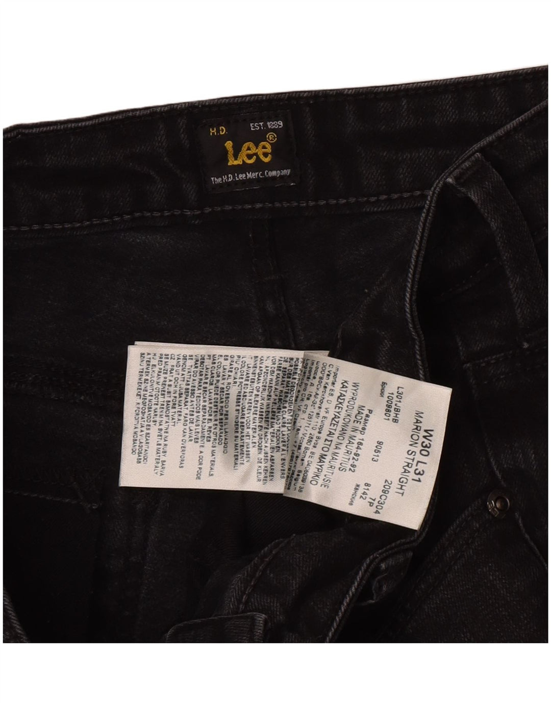 Lee Womens Marion Straight Jeans W30 L28 Black Cotton