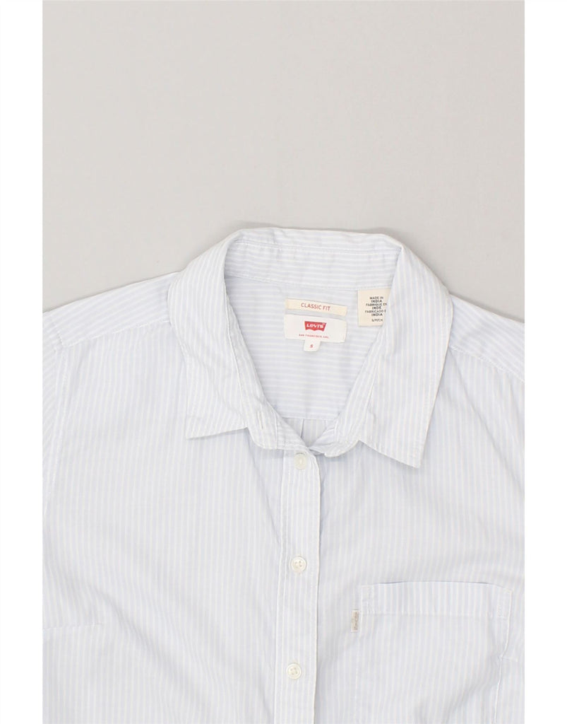 LEVI'S Womens Classic Fit Shirt UK 10 Small Blue Pinstripe Cotton | Vintage Levi's | Thrift | Second-Hand Levi's | Used Clothing | Messina Hembry 