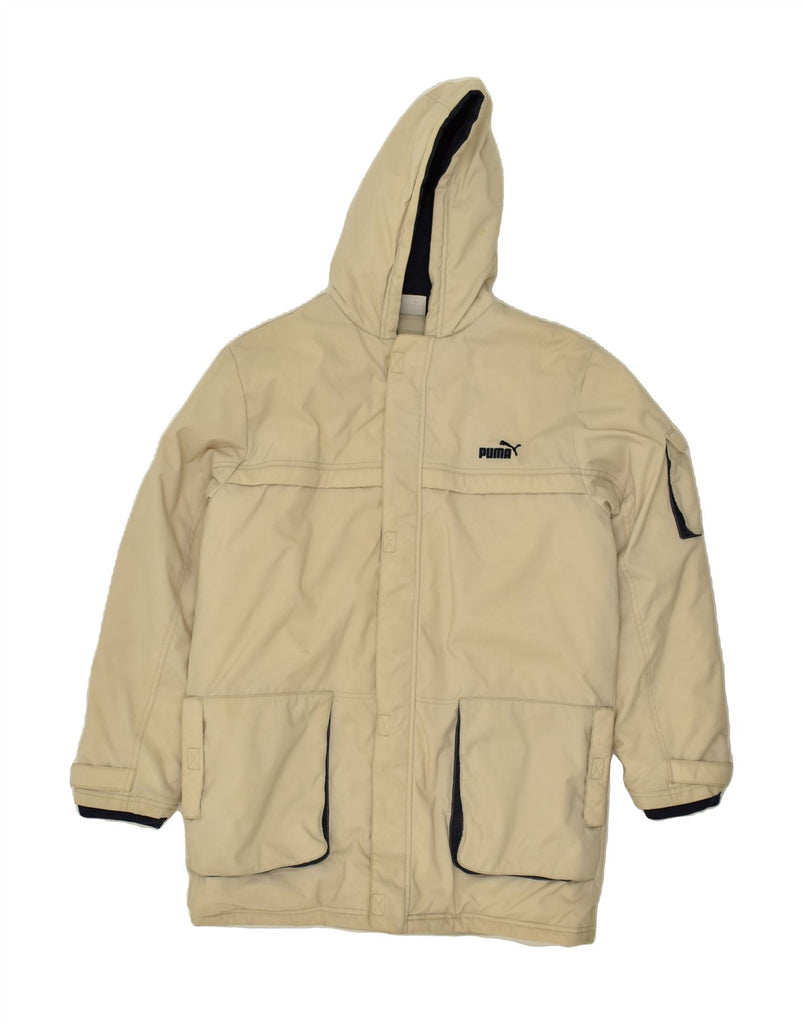 PUMA Mens Hooded Windbreaker Coat UK 34/36 Small Beige | Vintage Puma | Thrift | Second-Hand Puma | Used Clothing | Messina Hembry 