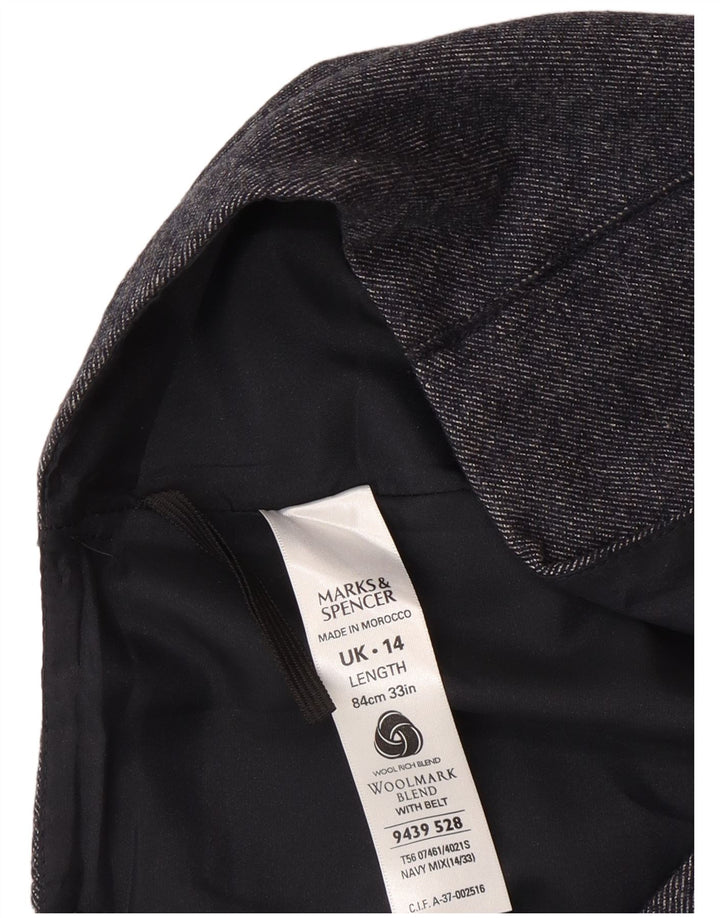 Marks & Spencer Womens Midi Skirt UK 14 Medium W30  Navy Blue Wool