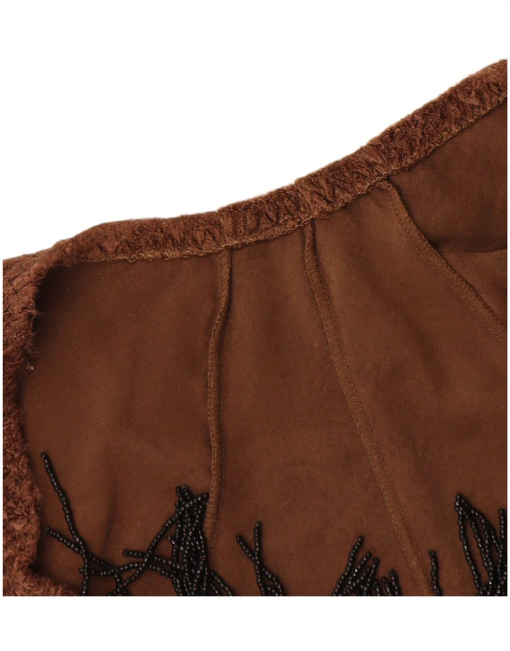 Vintage Womens Long Sleeve Bodysuit UK 12 Medium Brown Polyamide