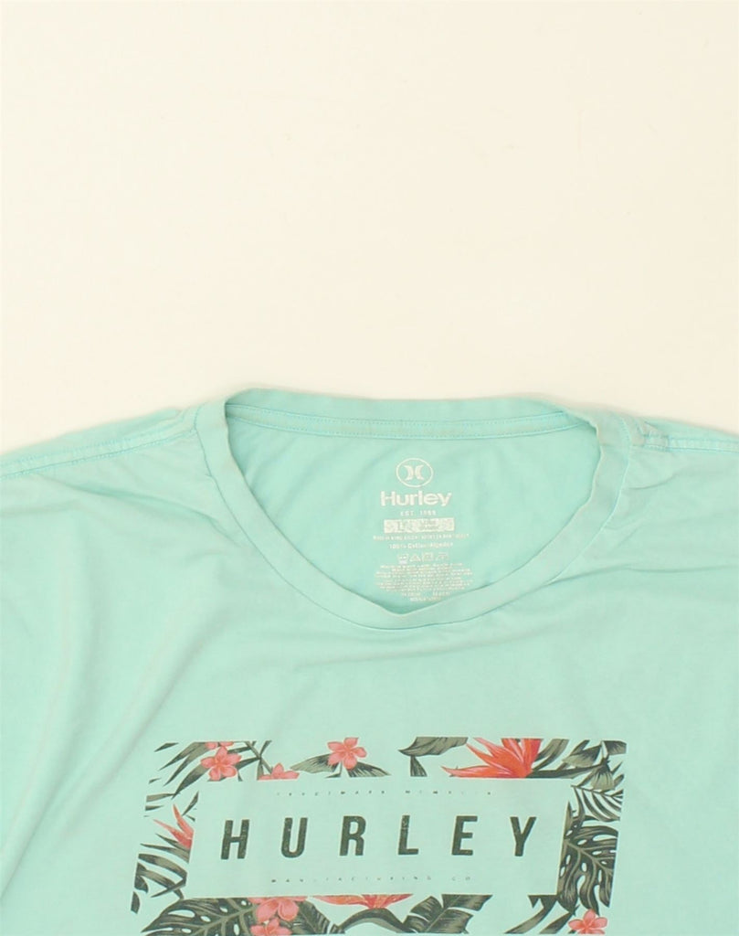 HURLEY Mens Graphic T-Shirt Top Large Turquoise Cotton | Vintage Hurley | Thrift | Second-Hand Hurley | Used Clothing | Messina Hembry 