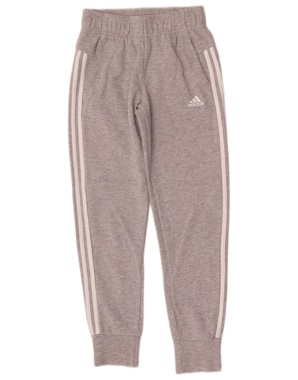 Adidas Girls Tracksuit Trousers Joggers 12-13 Years Grey Flecked Cotton