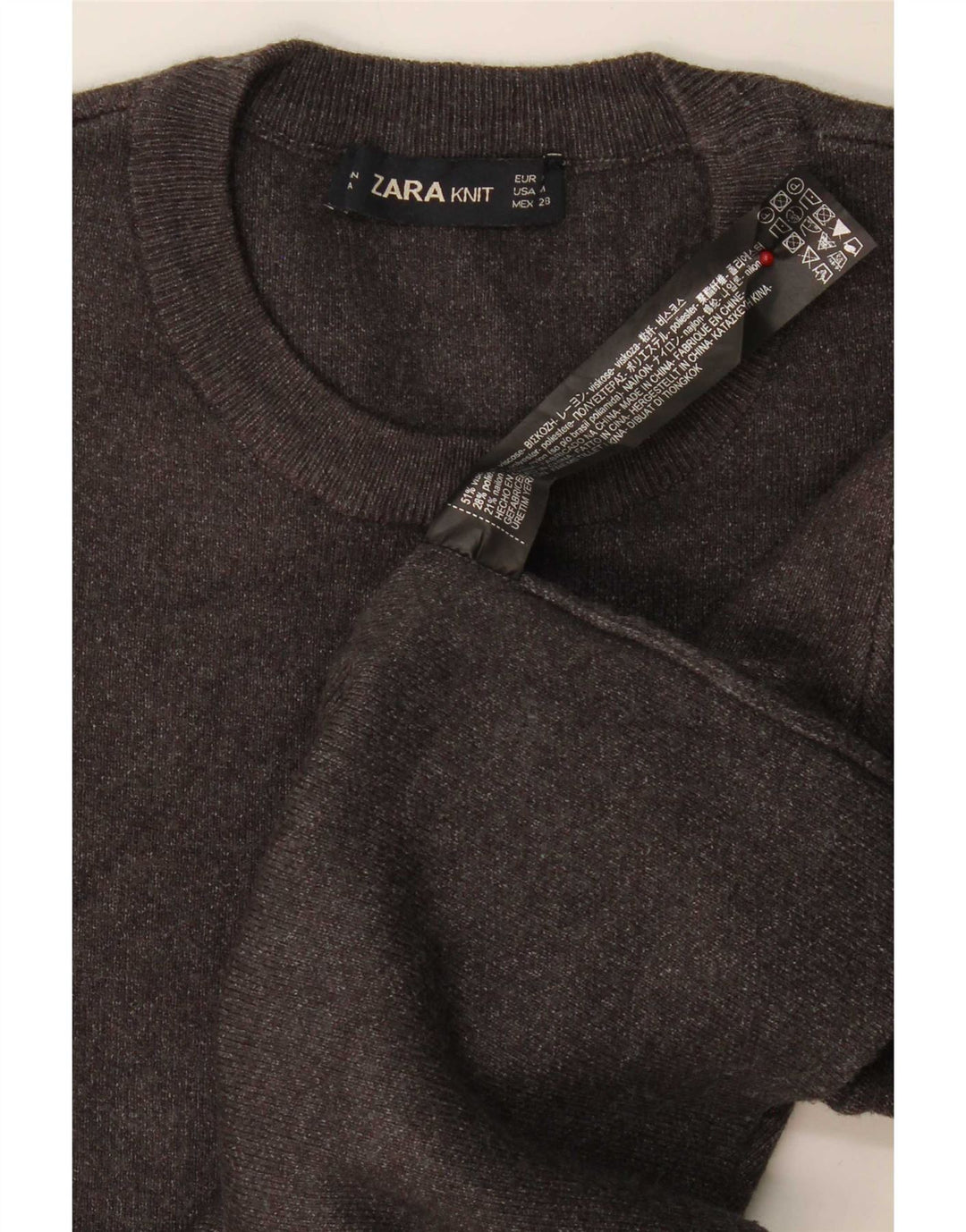 Zara Womens Short Sleeve Crew Neck Jumper Sweater UK 14 Medium Brown