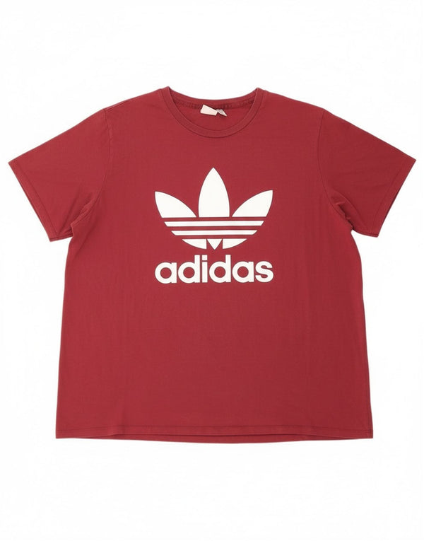 Adidas Mens Graphic T-Shirt Top UK 32/34 4XL Burgundy Cotton