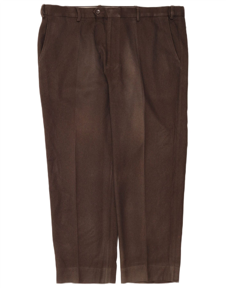 Marks & Spencer Mens Straight Regular Suit Trousers W42 L29 Brown Polyester