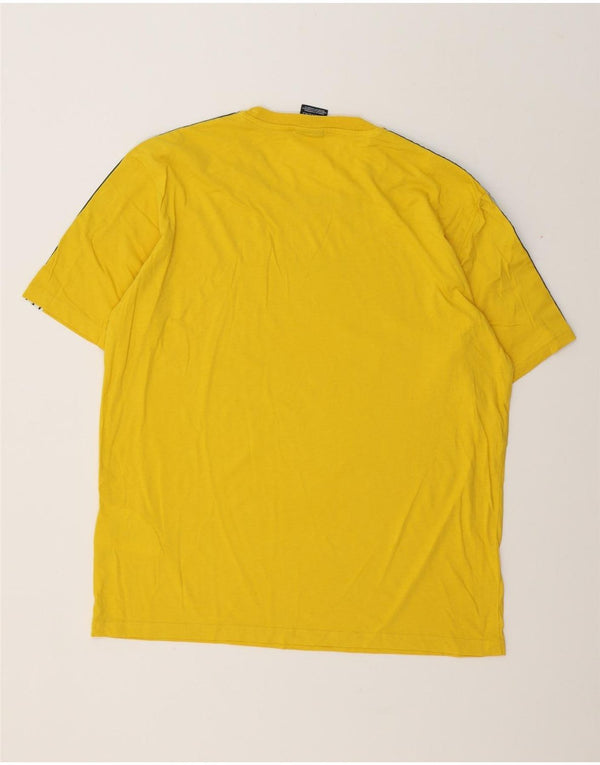 Champion Mens Graphic T-Shirt Top Large Yellow Colourblock Cotton
