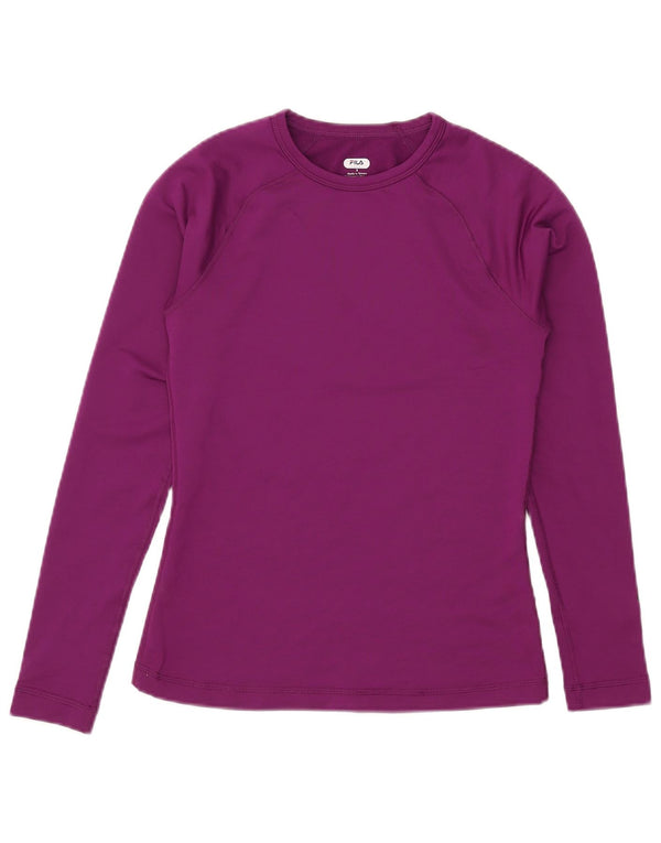 Fila Womens Graphic Top Long Sleeve UK 10 Small Purple Polyester