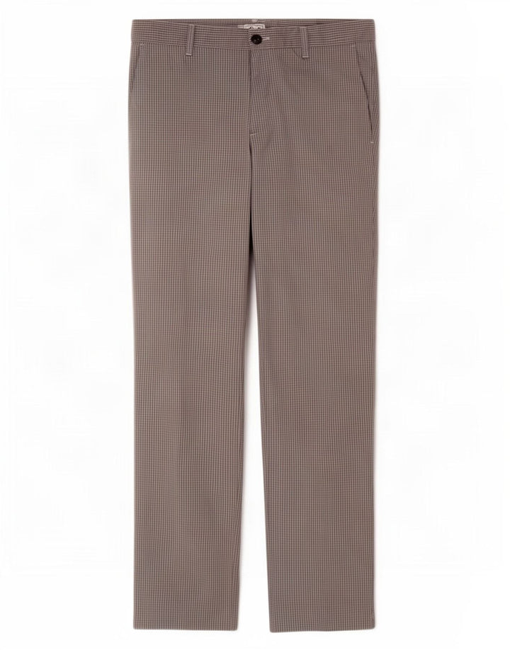 Adidas Mens Straight Chino Trousers W32 L30 Grey Gingham Polyester
