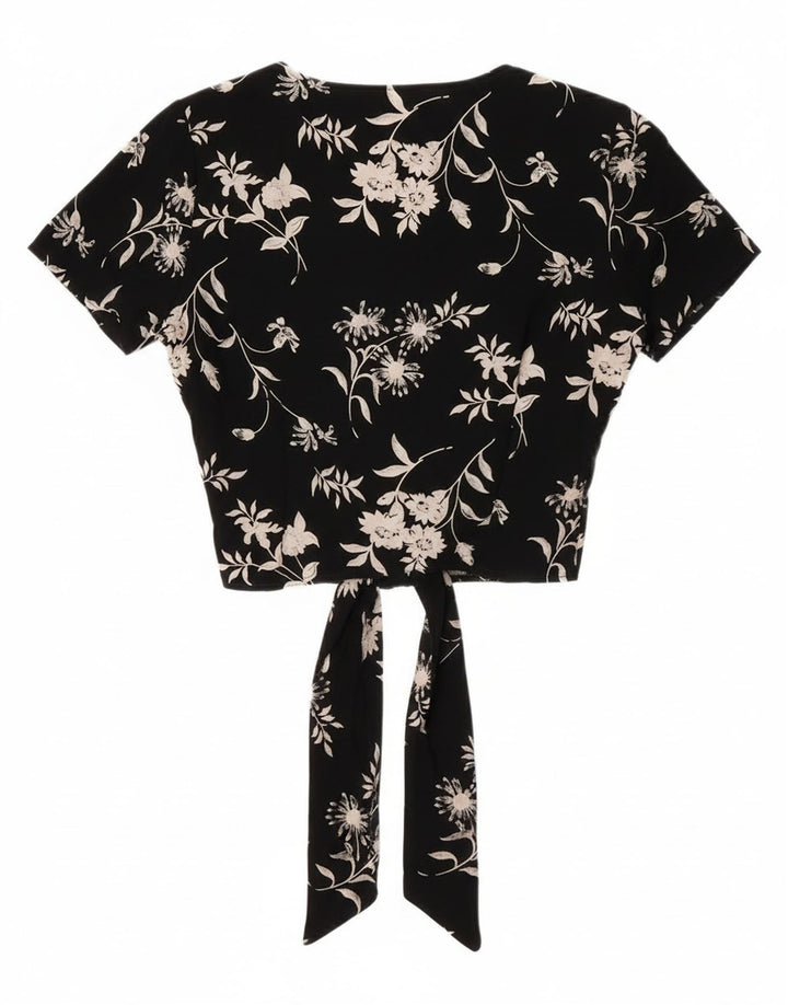 Max Dine Womens Crop Front Tie Cardigan Top IT 42 Medium Black Floral