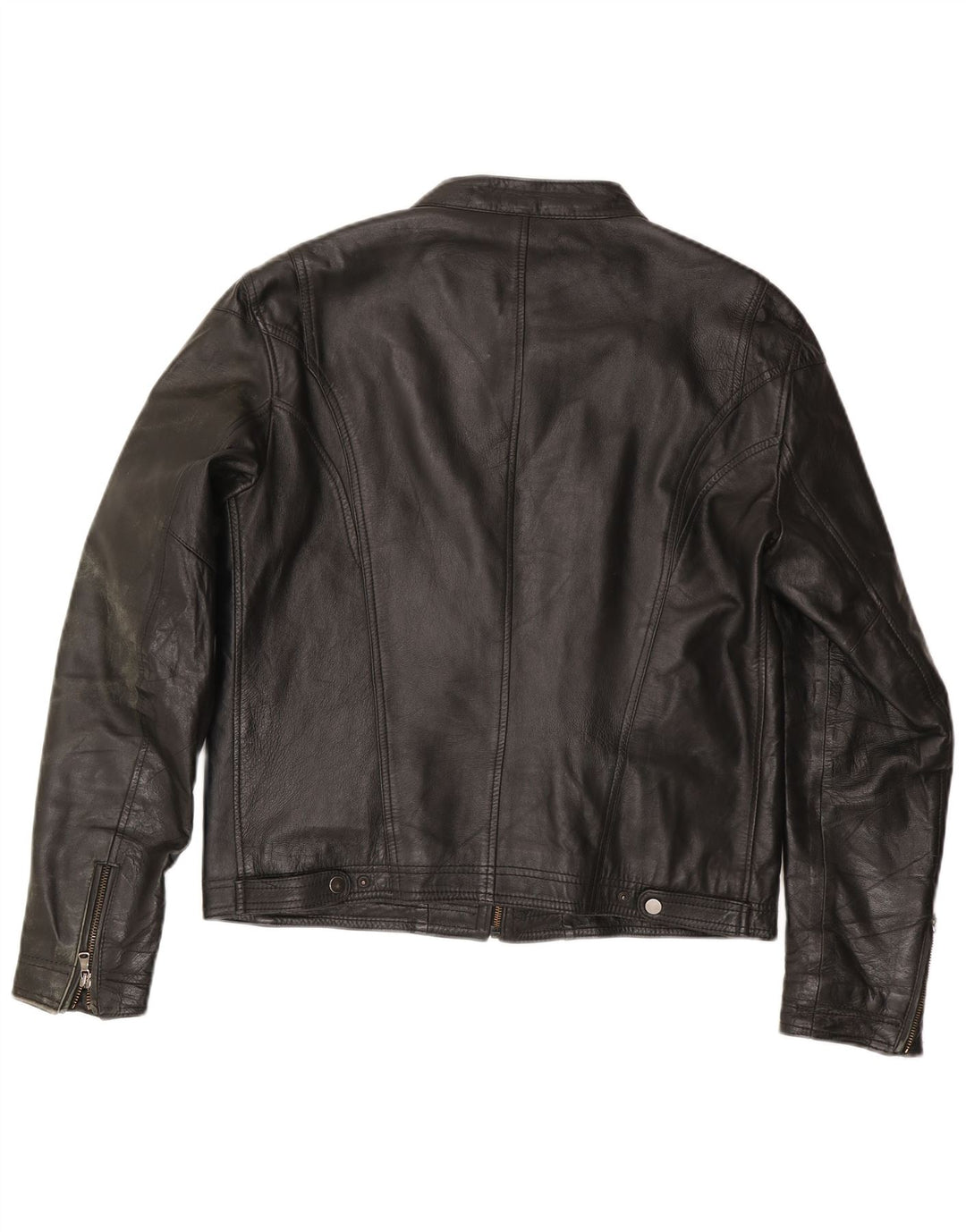 Vintage Mens Leather Racer Jacket IT 54 XL Black Leather