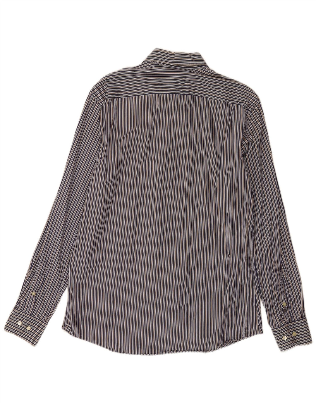 Massimo Dutti Mens Shirt Large Blue Striped Cotton